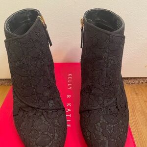 Kelly & Katie Black Black Lace Ankle Booties